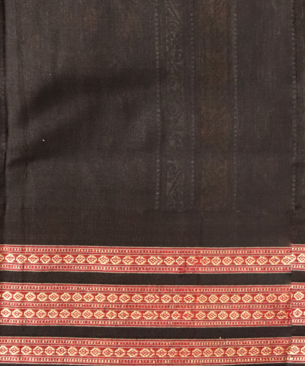 Yellow black handloom cotton sonepur saree