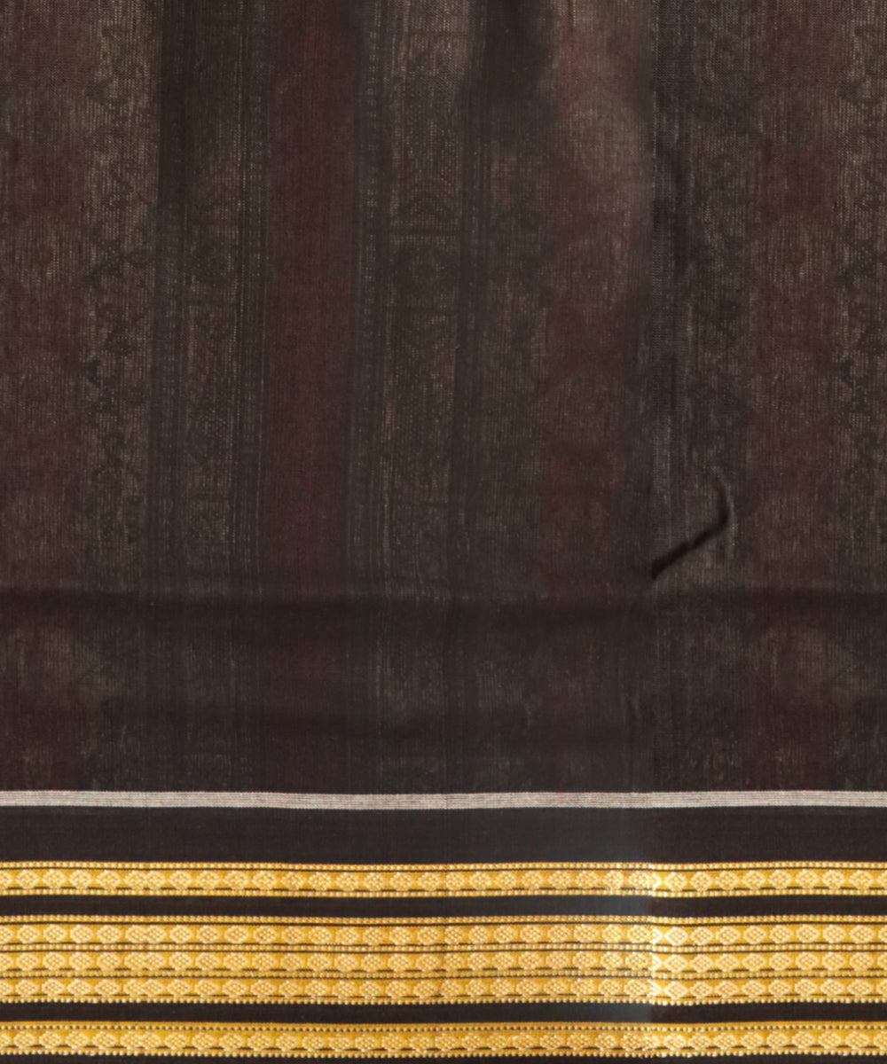 Yellow black cotton handloom sonepur saree