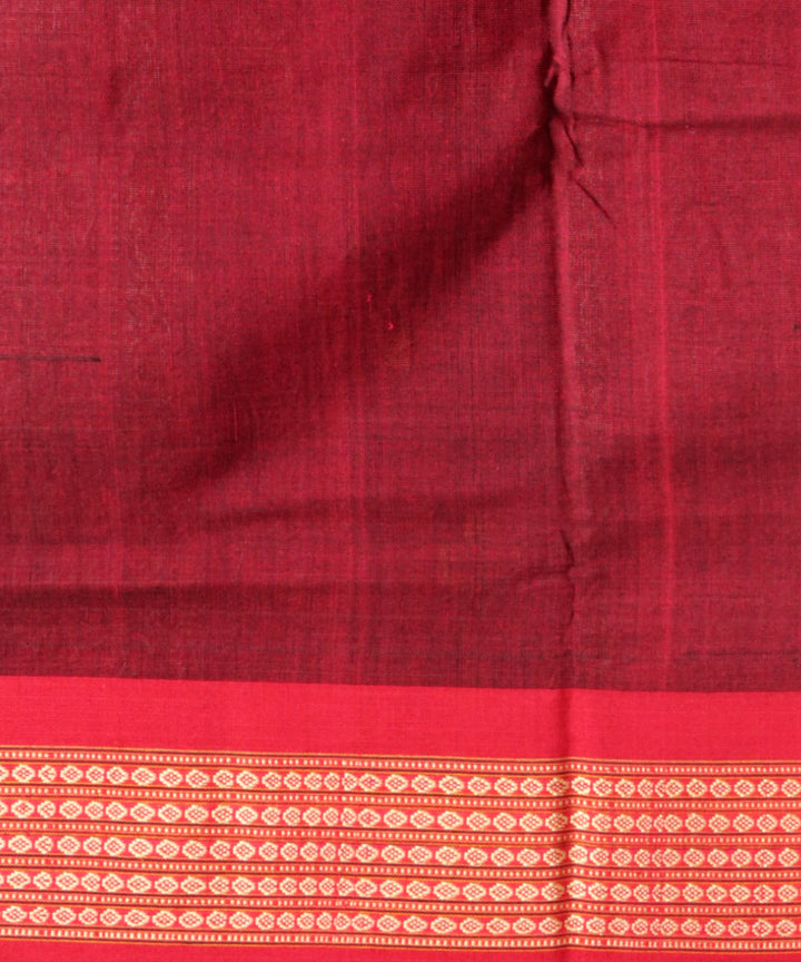 Cyan blue dark red cotton handloom sonepur saree