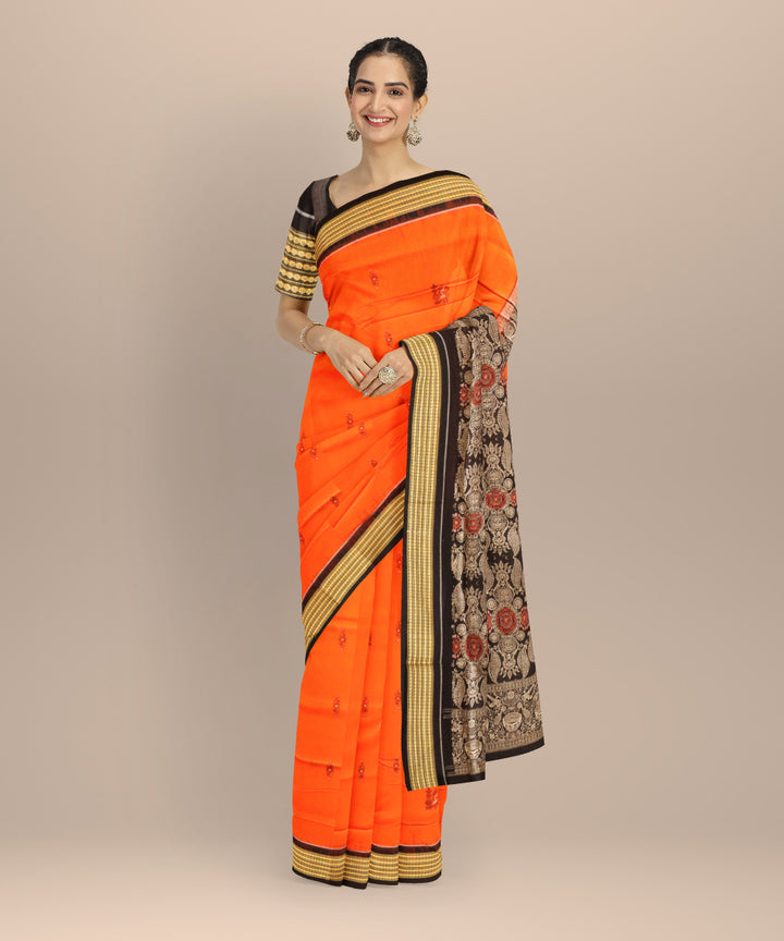 Light green black cotton handloom sonepur saree