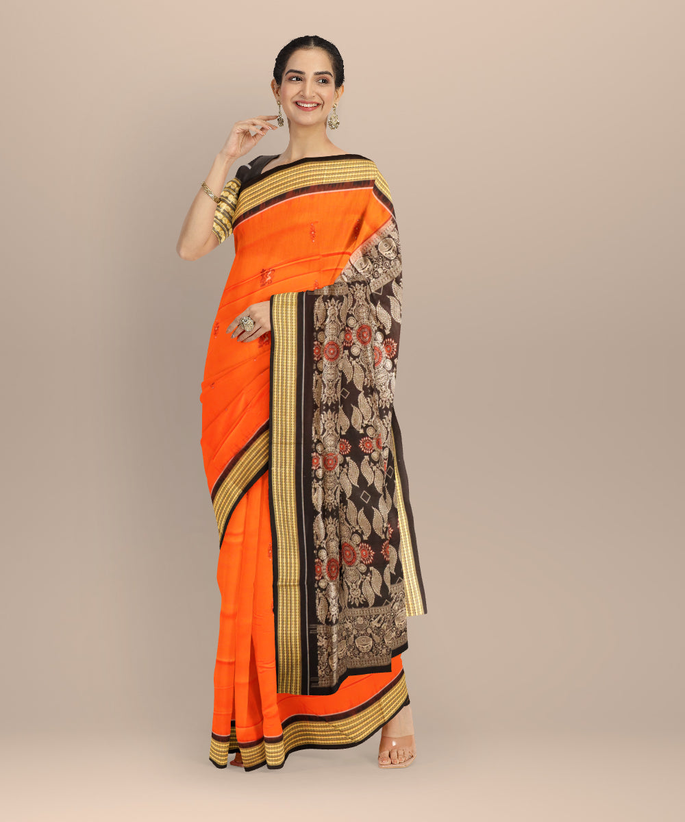 Light green black cotton handloom sonepur saree