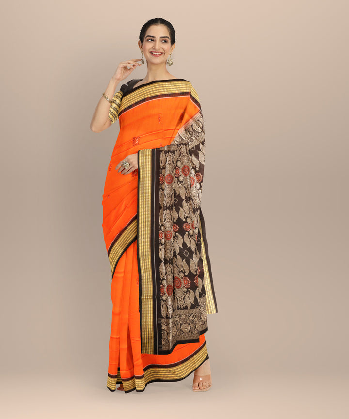 Light green black cotton handloom sonepur saree