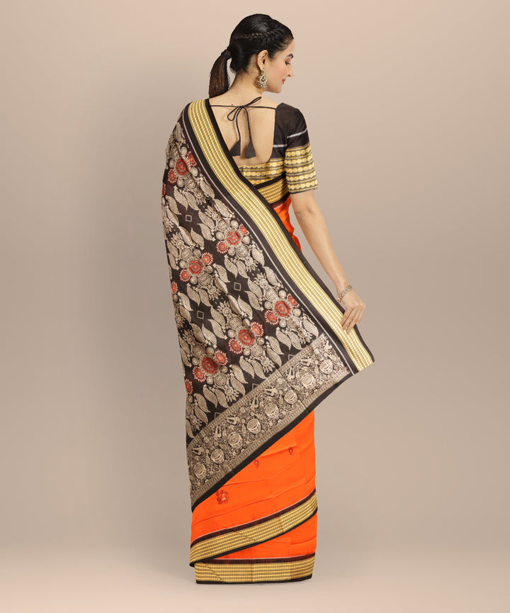 Light green black cotton handloom sonepur saree