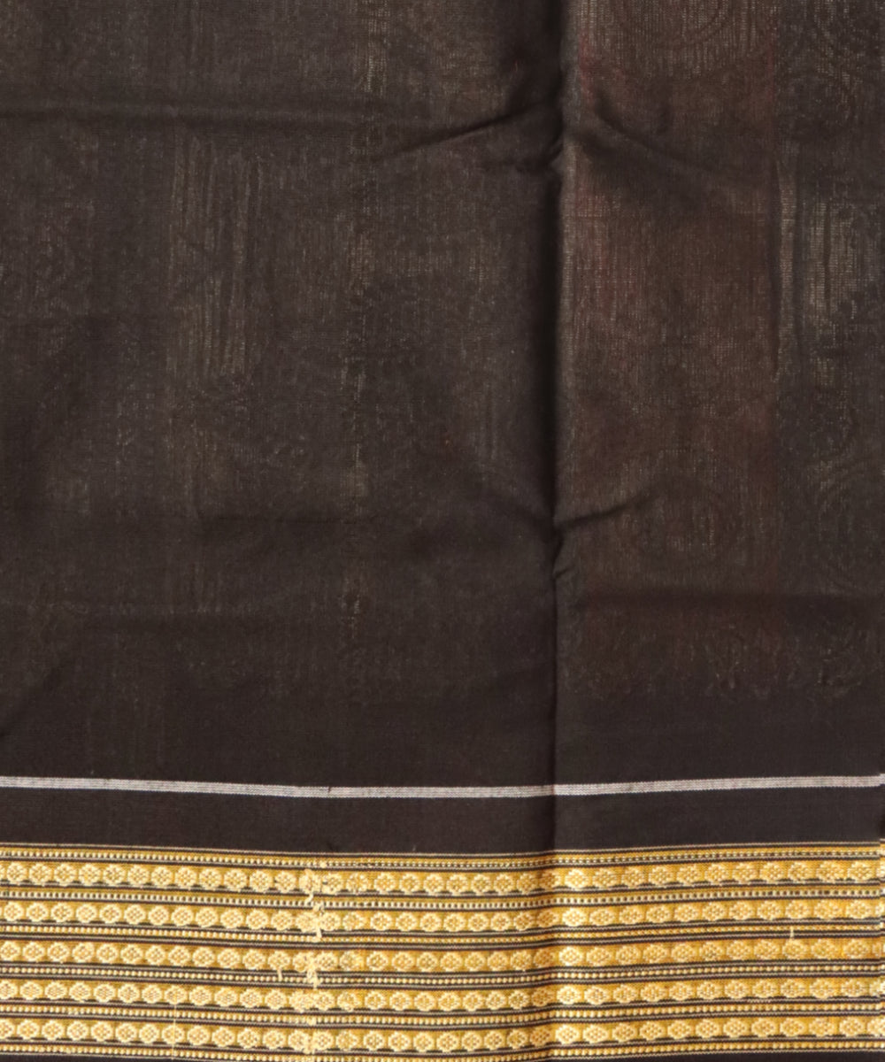 Light green black cotton handloom sonepur saree