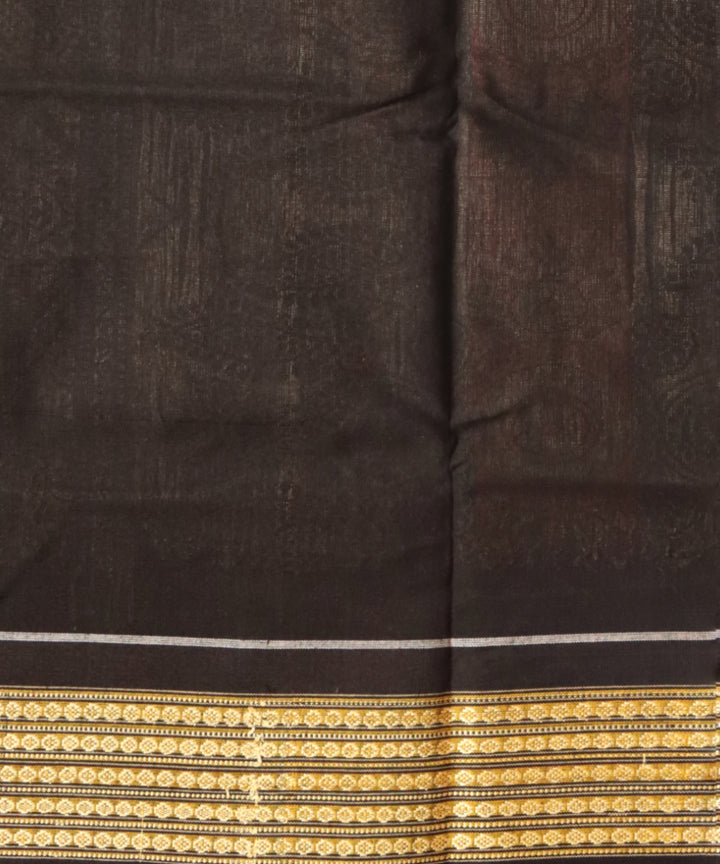 Light green black cotton handloom sonepur saree