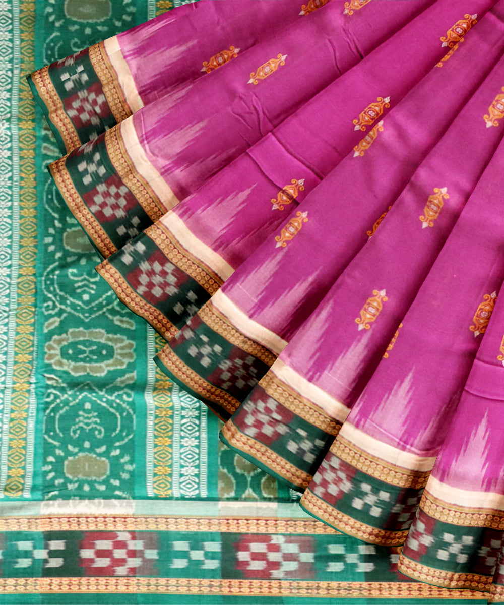 Purple dark green cotton handloom sonepur saree
