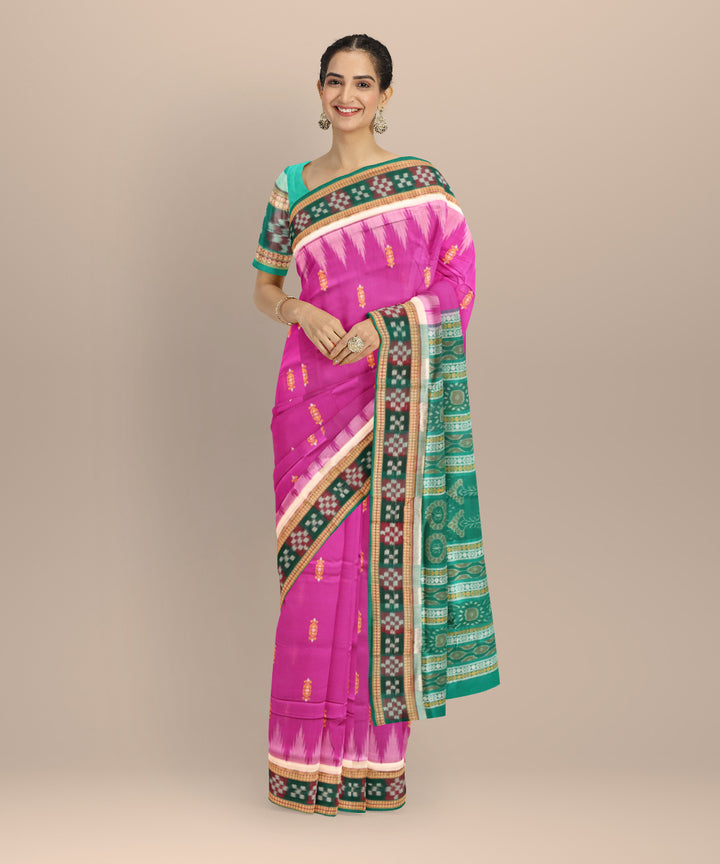 Purple dark green cotton handloom sonepur saree