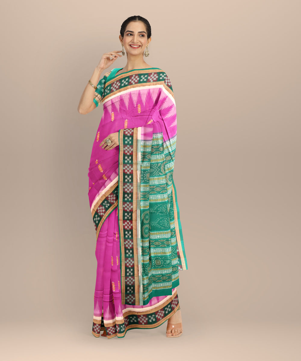 Purple dark green cotton handloom sonepur saree