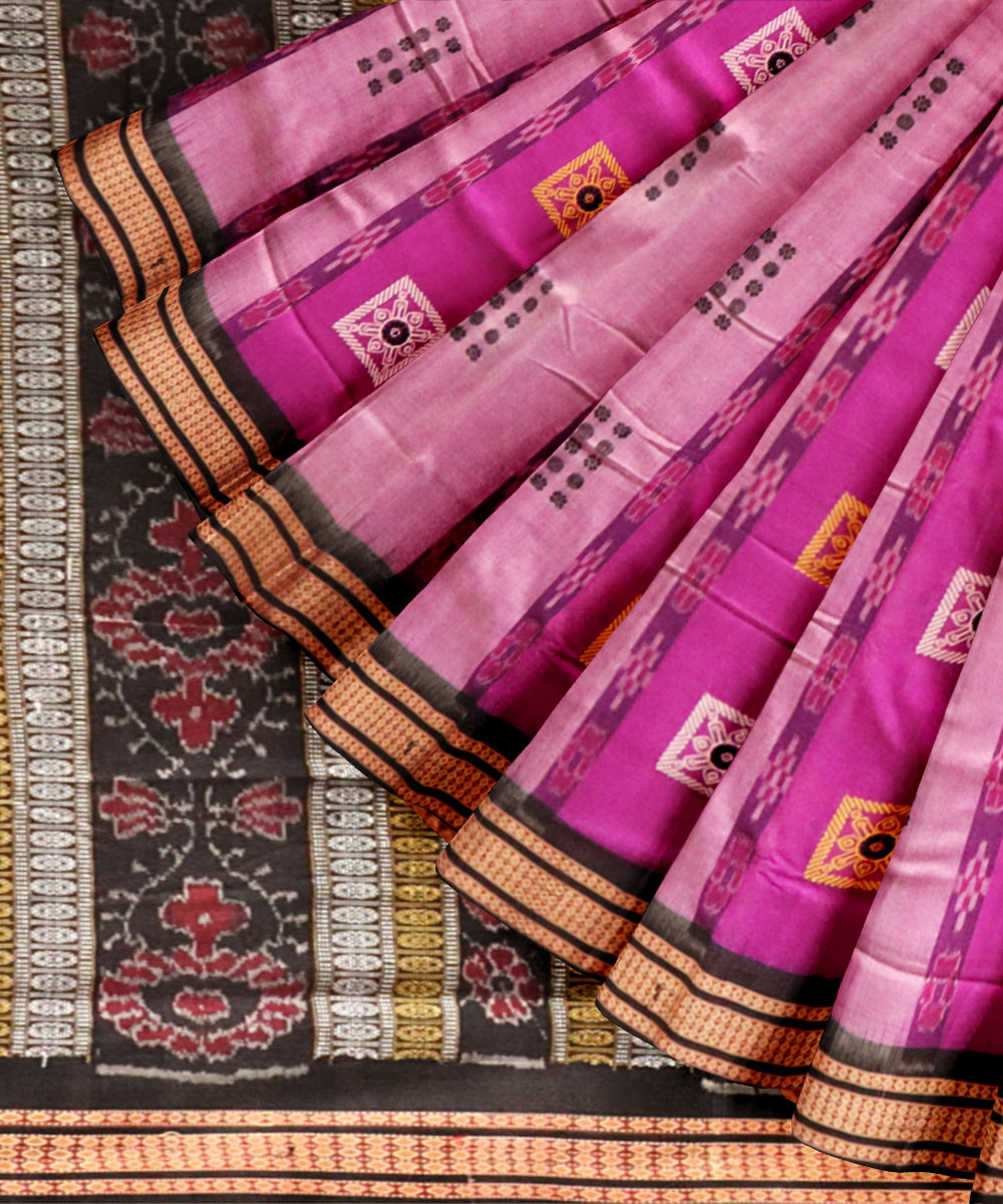 Multicolor black cotton handloom sonepur saree