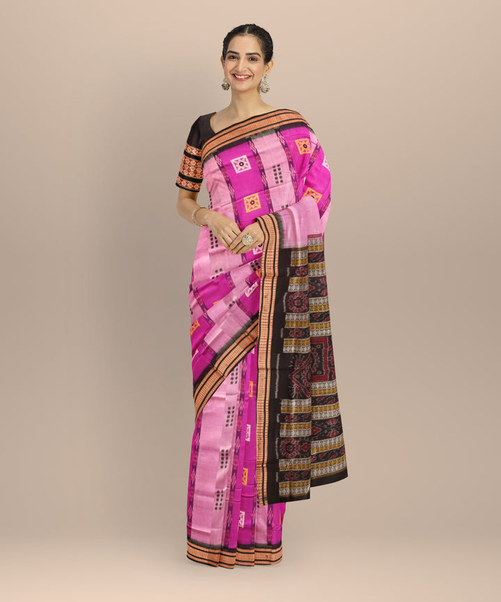 Multicolor black cotton handloom sonepur saree