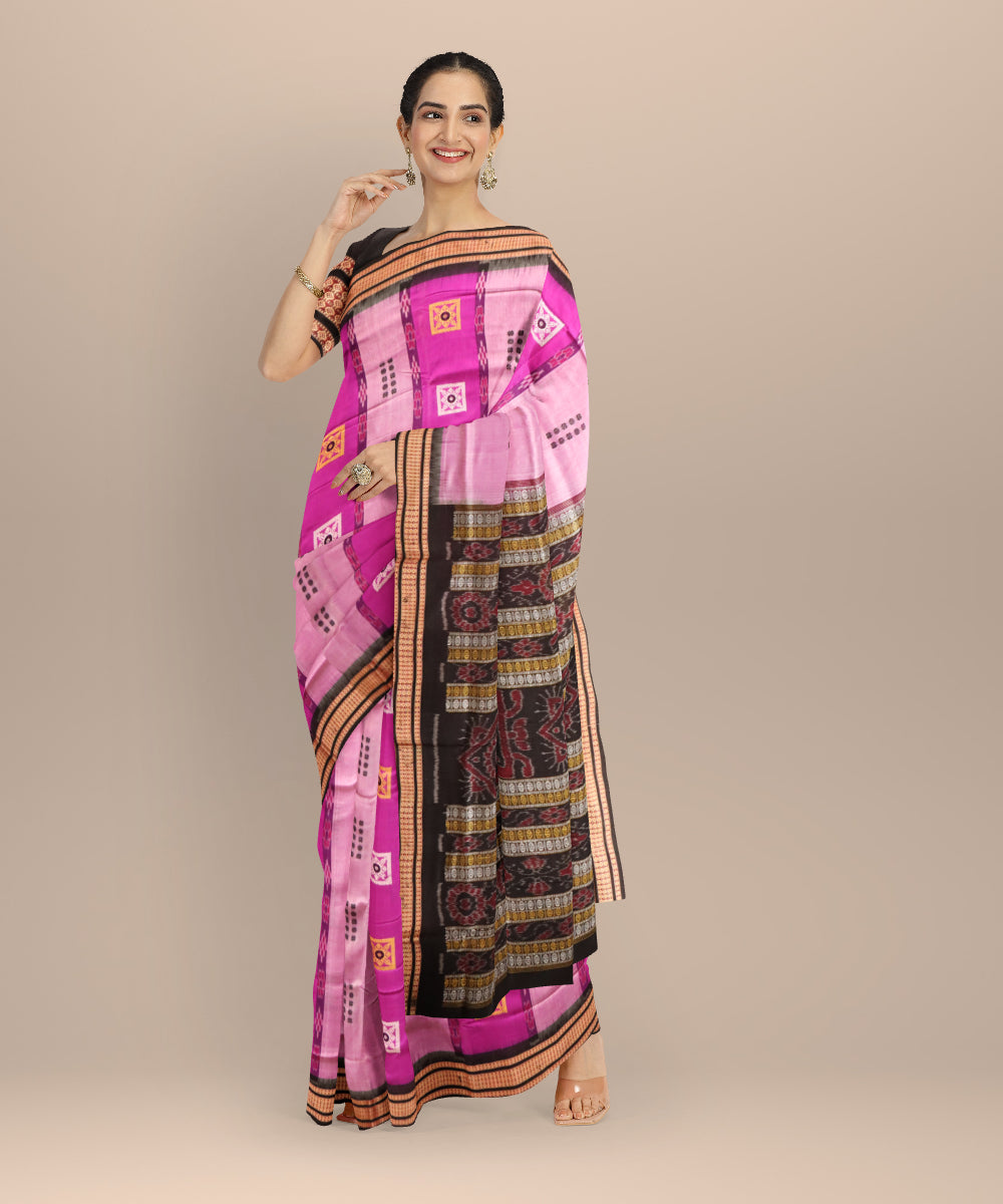 Multicolor black cotton handloom sonepur saree