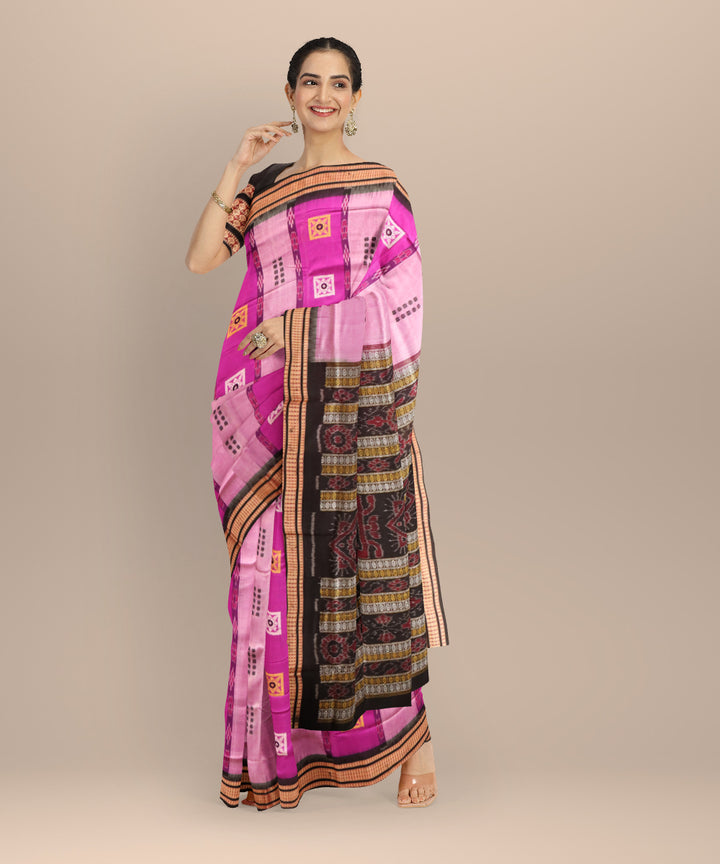 Multicolor black cotton handloom sonepur saree