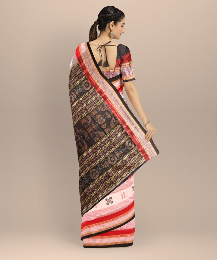 Red black &amp; white cotton handloom sonepur saree