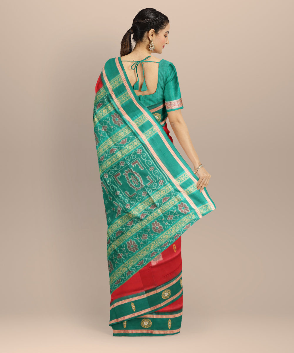 Maroon dark green cotton handloom sonepur saree