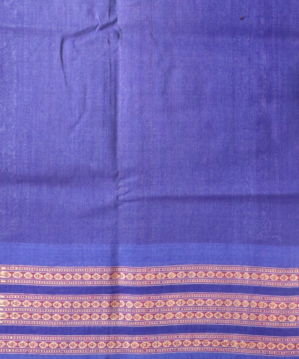 Brown dark blue cotton handloom sonepur saree