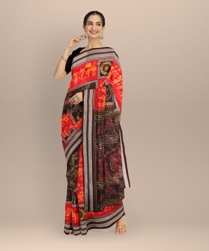 Multicolor black handloom cotton sambalpuri saree