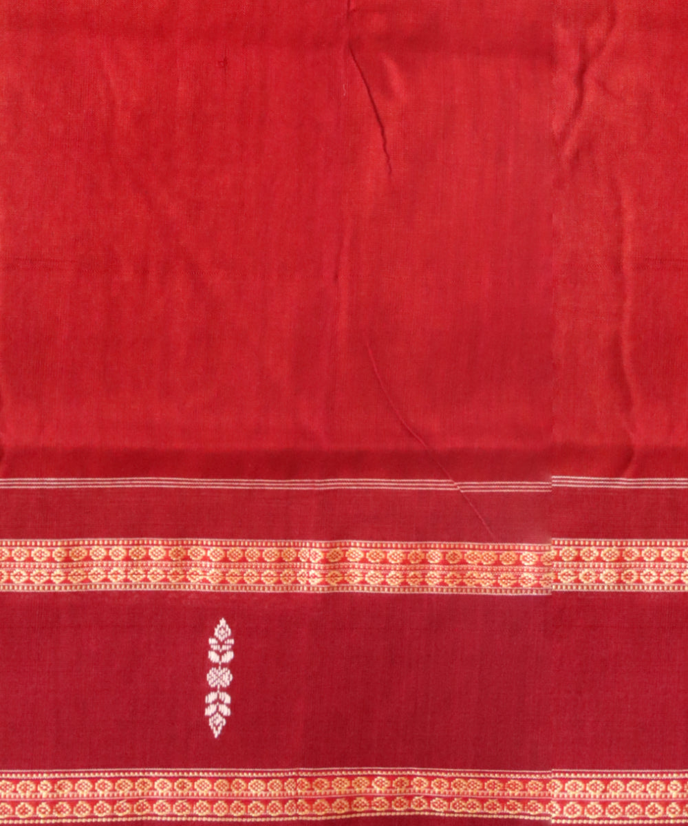 Mustard maroon cotton handloom sonepur saree