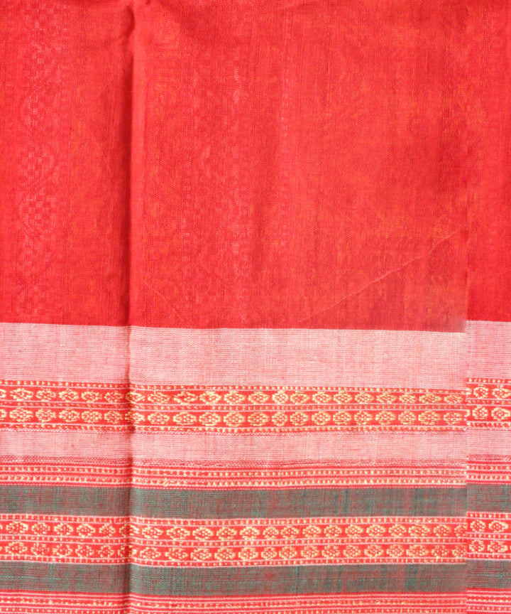 Dark green multi colour cotton handloom sonepur saree