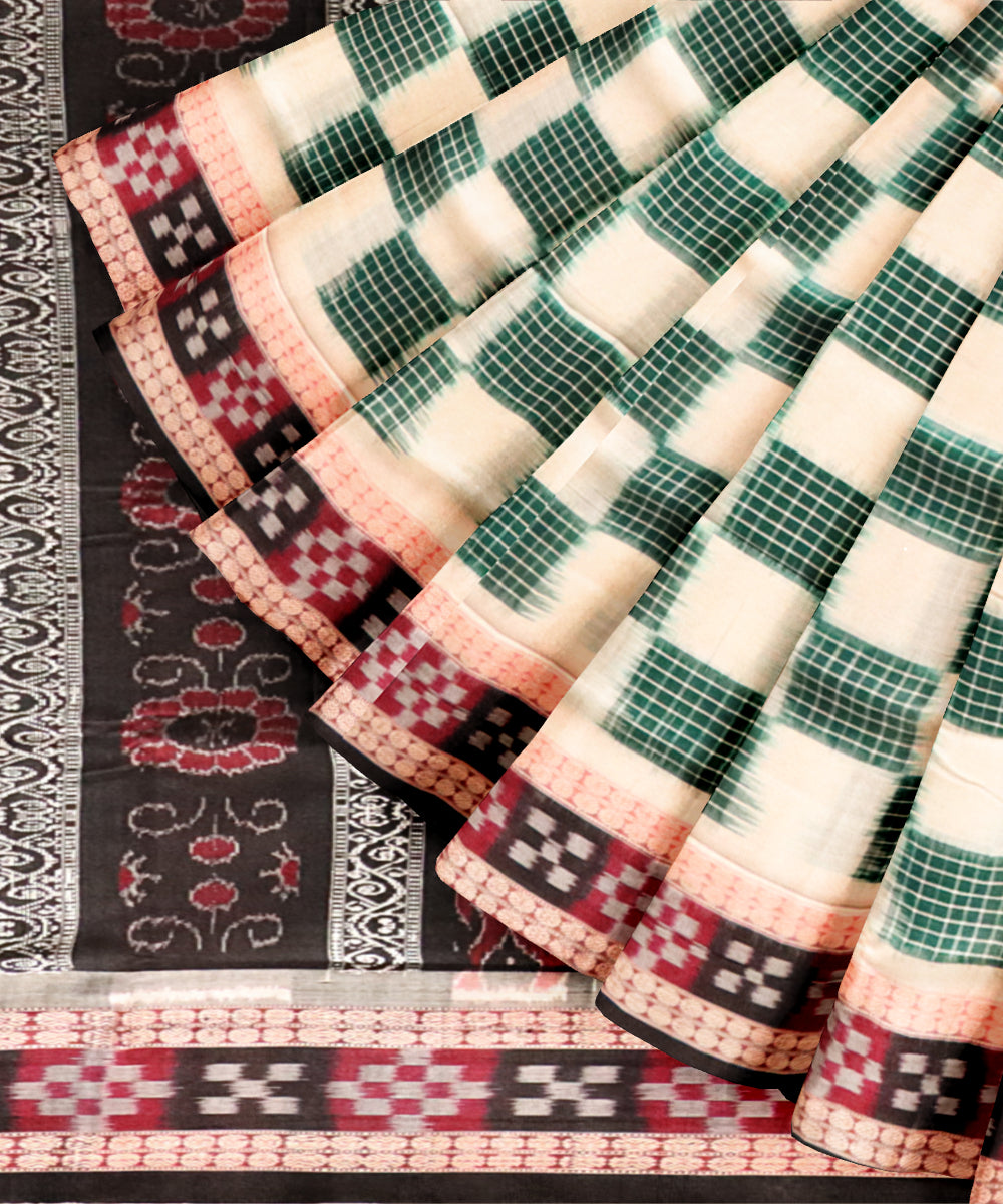 Multicolor black cotton handloom sambalpuri saree