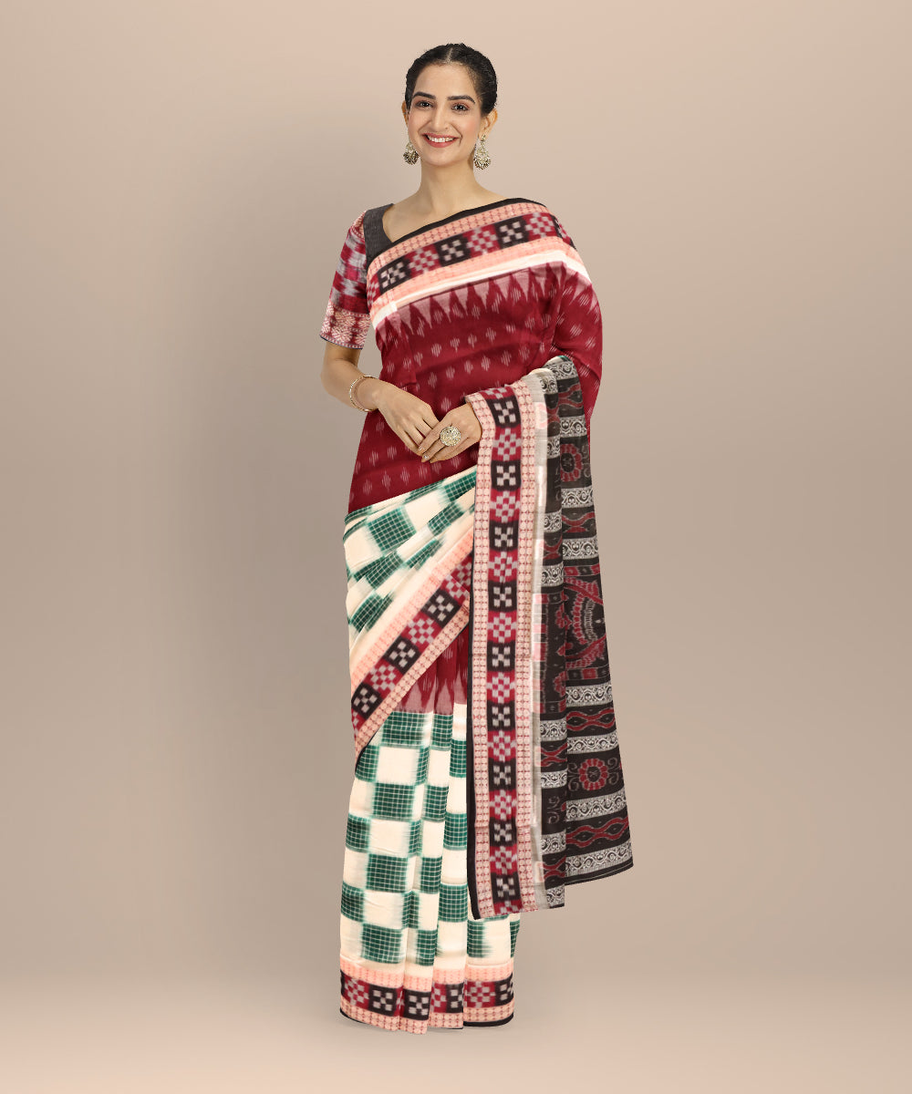 Multicolor black cotton handloom sambalpuri saree