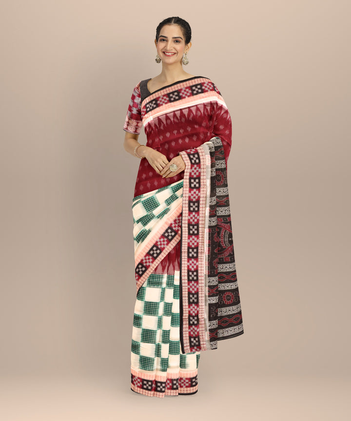 Multicolor black cotton handloom sambalpuri saree