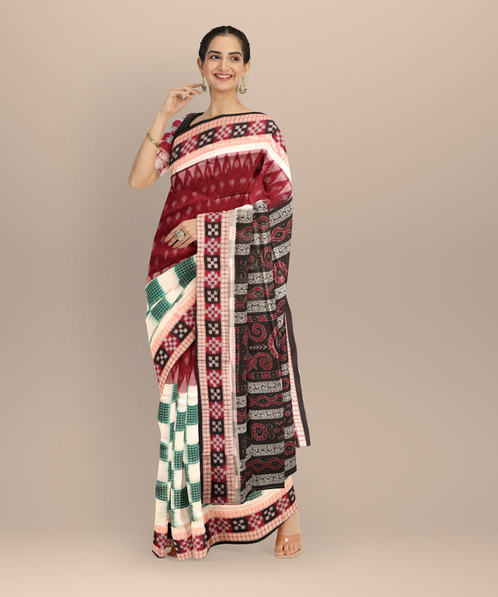 Multicolor black cotton handloom sambalpuri saree
