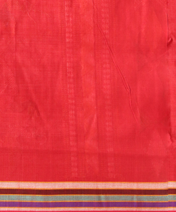 Sky blue red cotton handloom sonepur saree