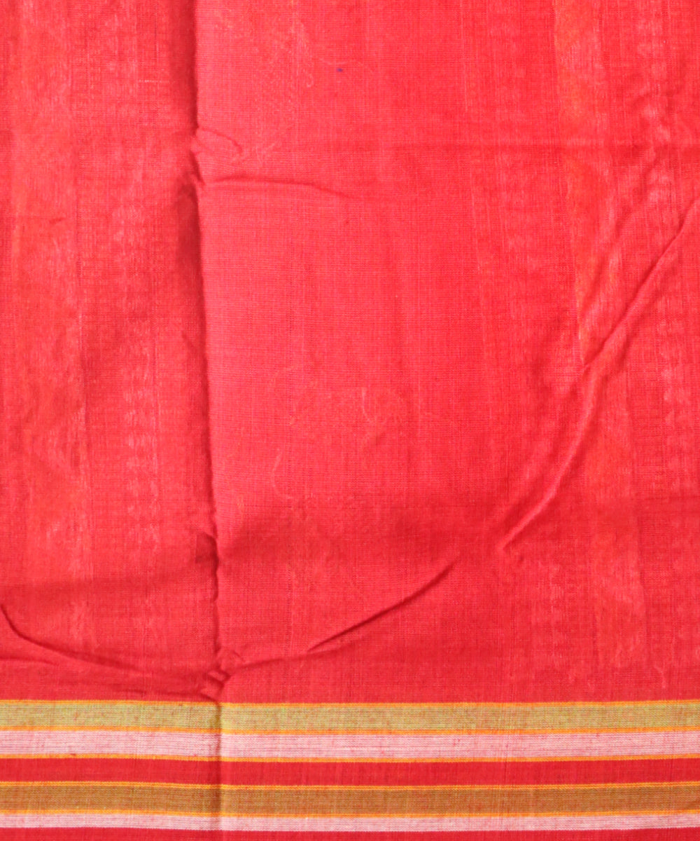 Cyan blue red cotton handloom sonepur saree