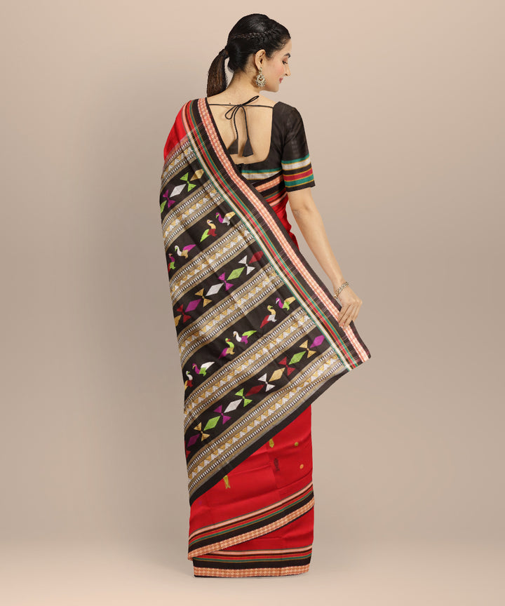 Red black cotton handloom sonepur saree