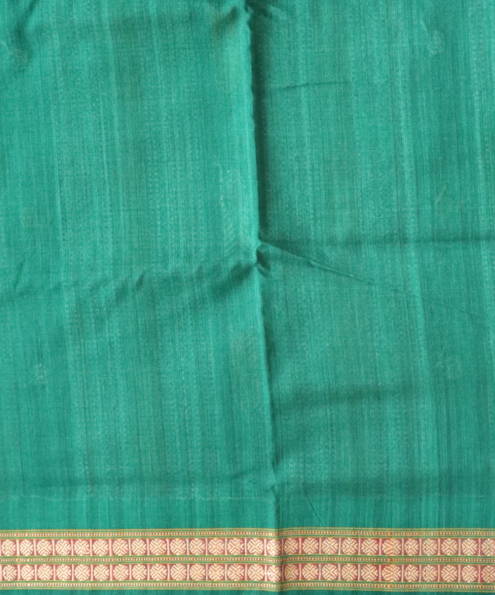 White drak green cotton handloom sonepur saree