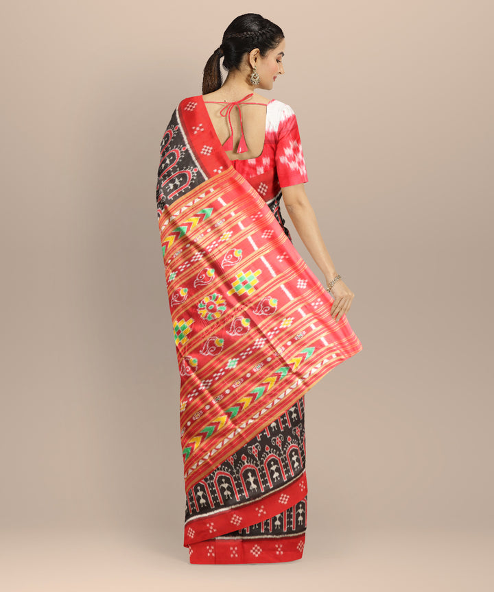 Black dark red silk handloom nuapatna saree