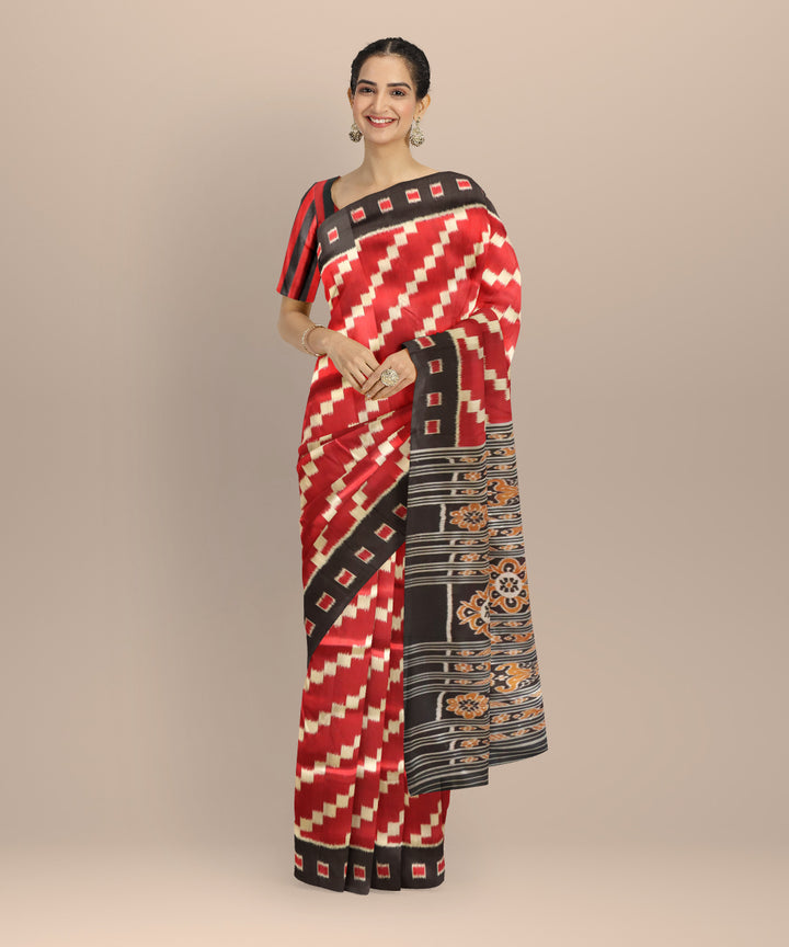 Maroon black silk handloom nuapatna saree
