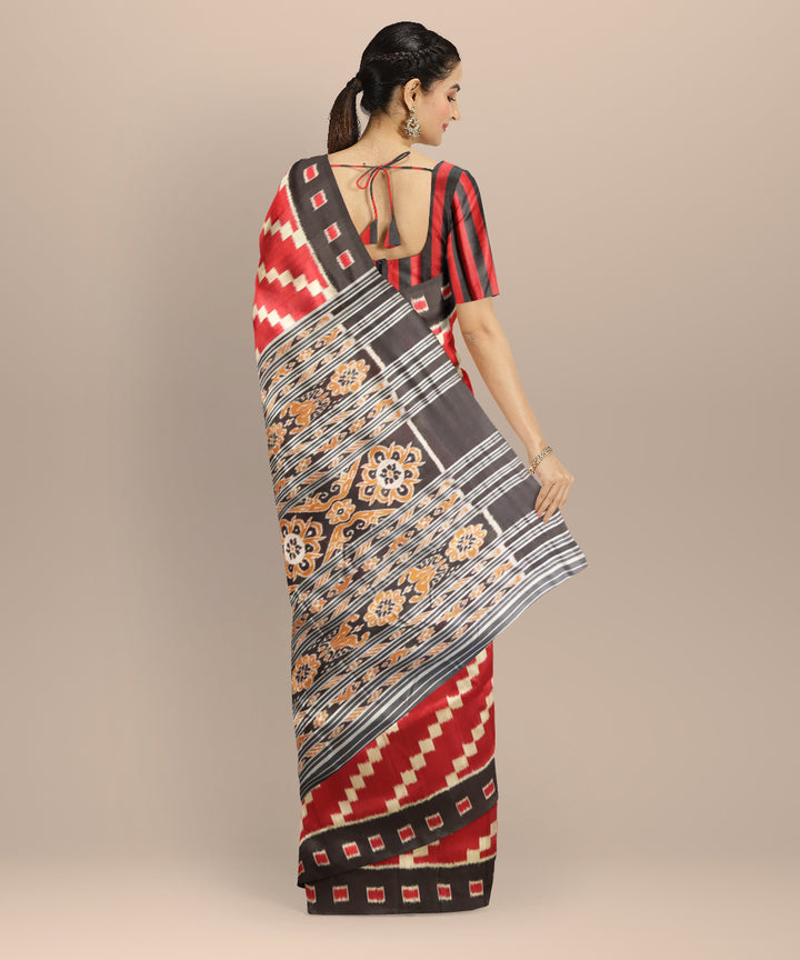 Maroon black silk handloom nuapatna saree
