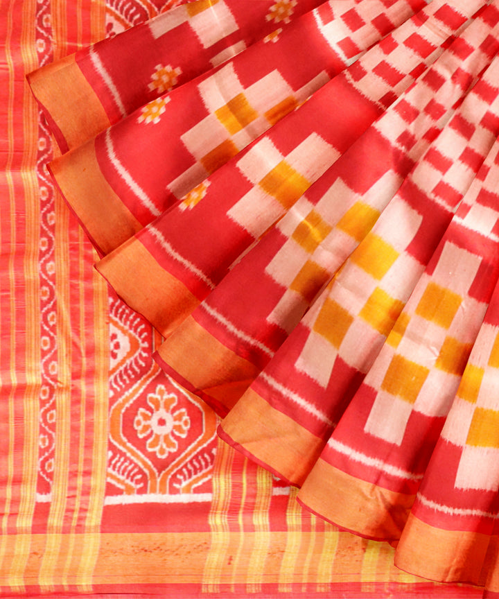 Red golden silk handloom nuapatna saree