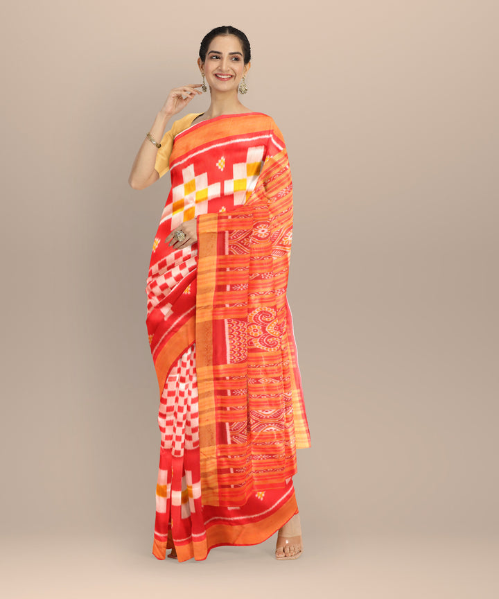 Red golden silk handloom nuapatna saree