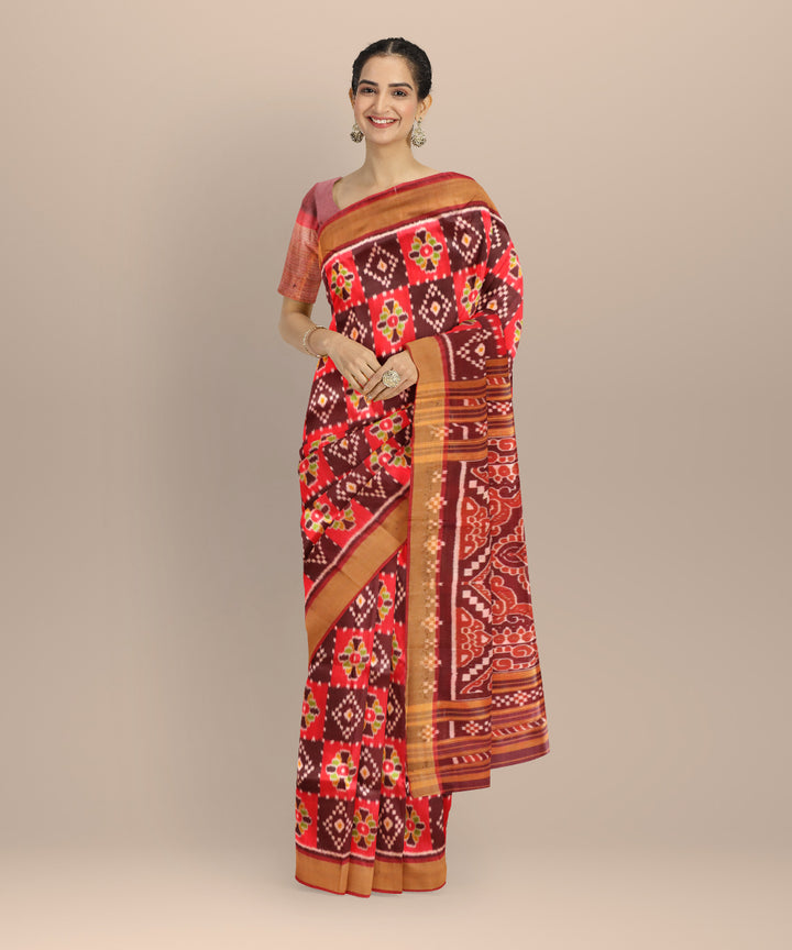 Multicolor golden silk handloom nuapatna saree