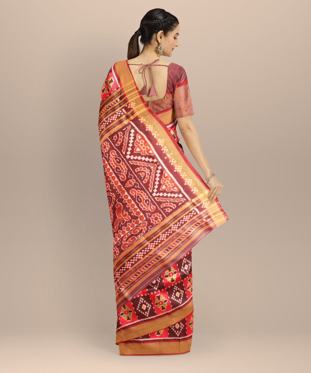 Multicolor golden silk handloom nuapatna saree
