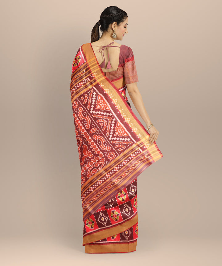 Multicolor golden silk handloom nuapatna saree