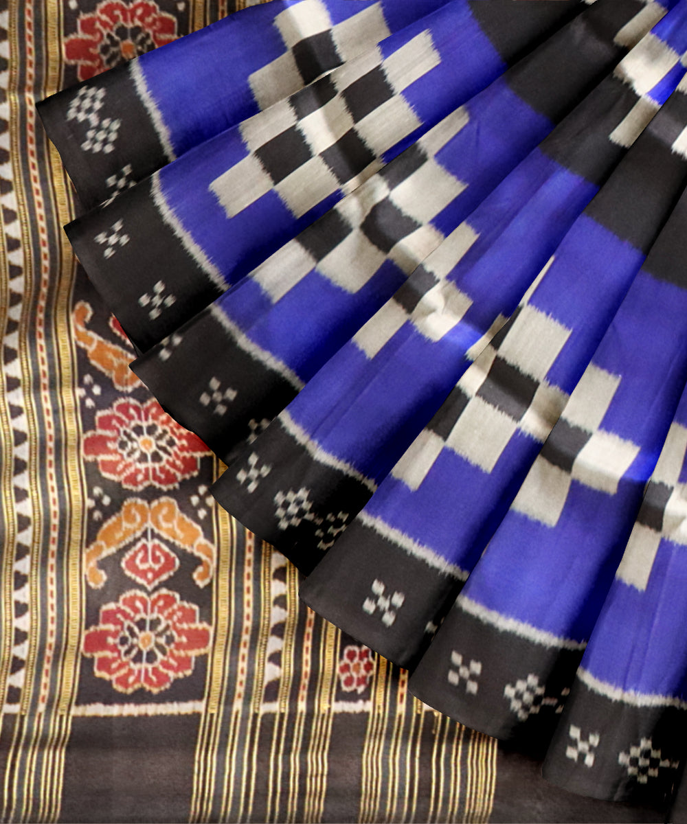 Multicolor black handloom khandua silk saree