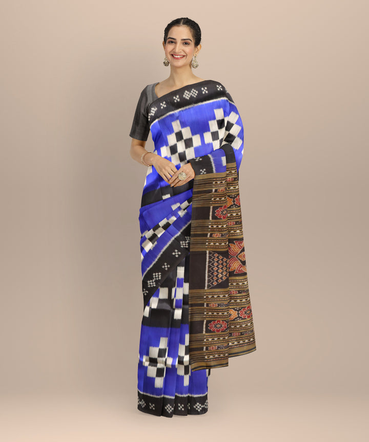 Multicolor black handloom khandua silk saree