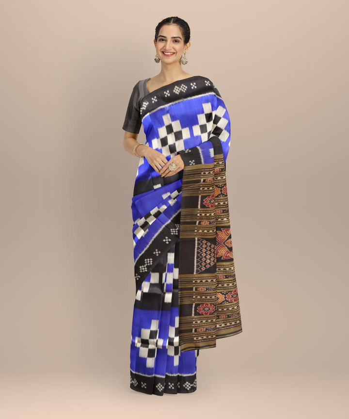 Multicolor Black Handloom Khandua Silk Saree