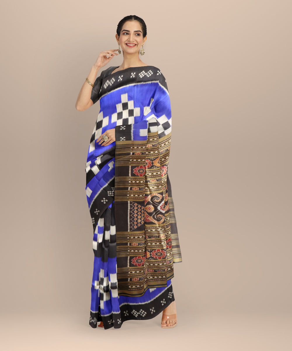 Multicolor black handloom khandua silk saree