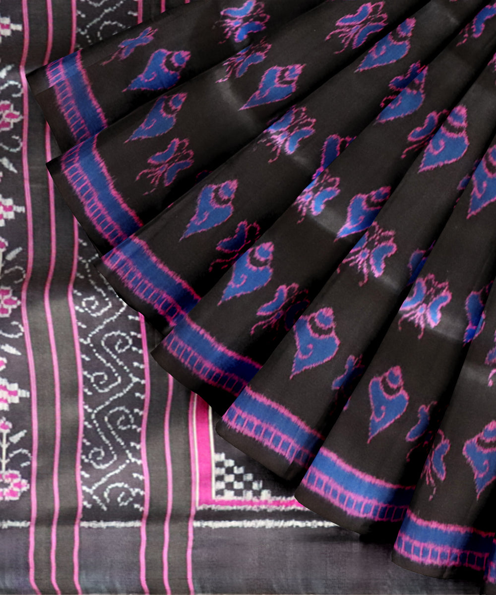 Black khandua silk handloom saree