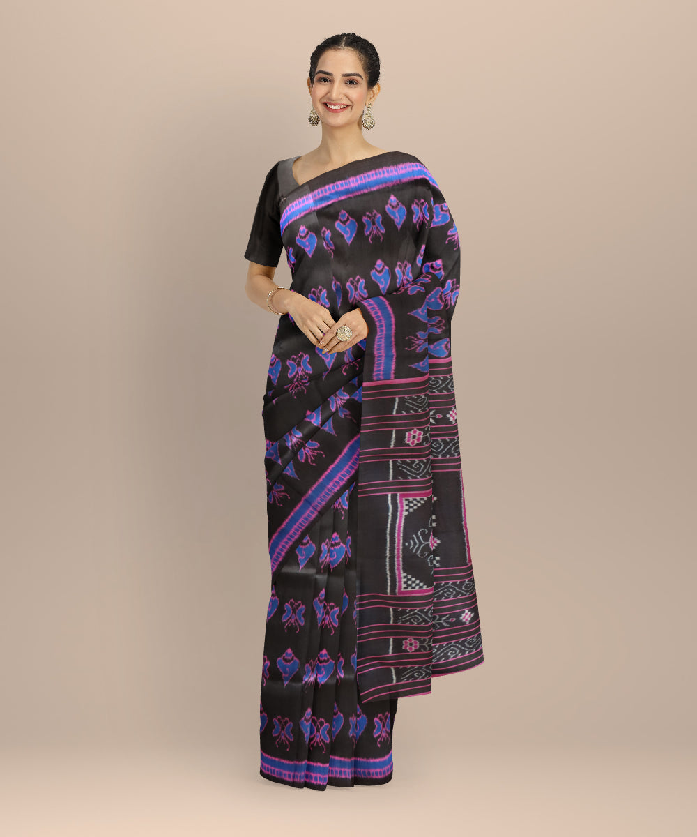Black khandua silk handloom saree