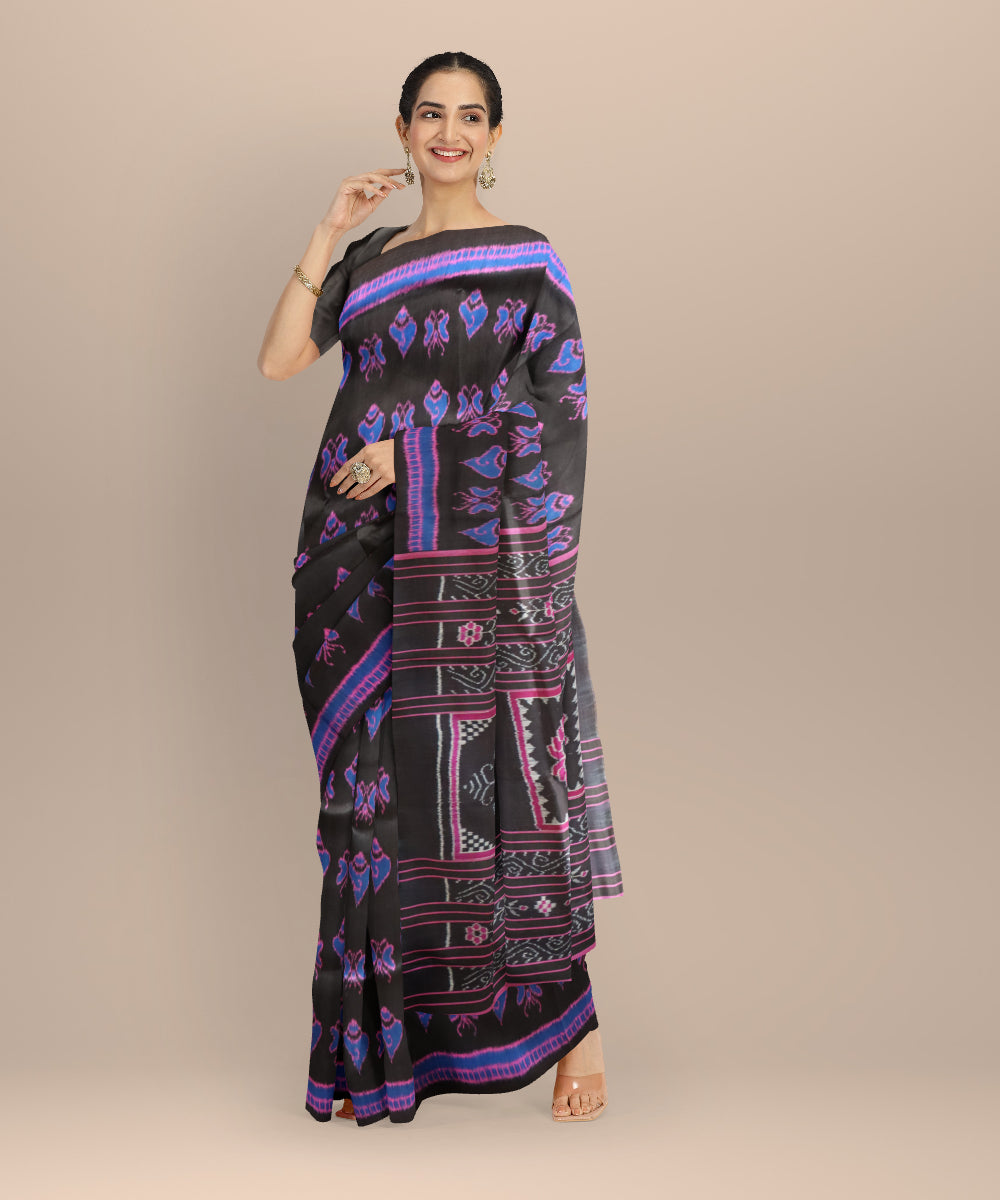 Black khandua silk handloom saree