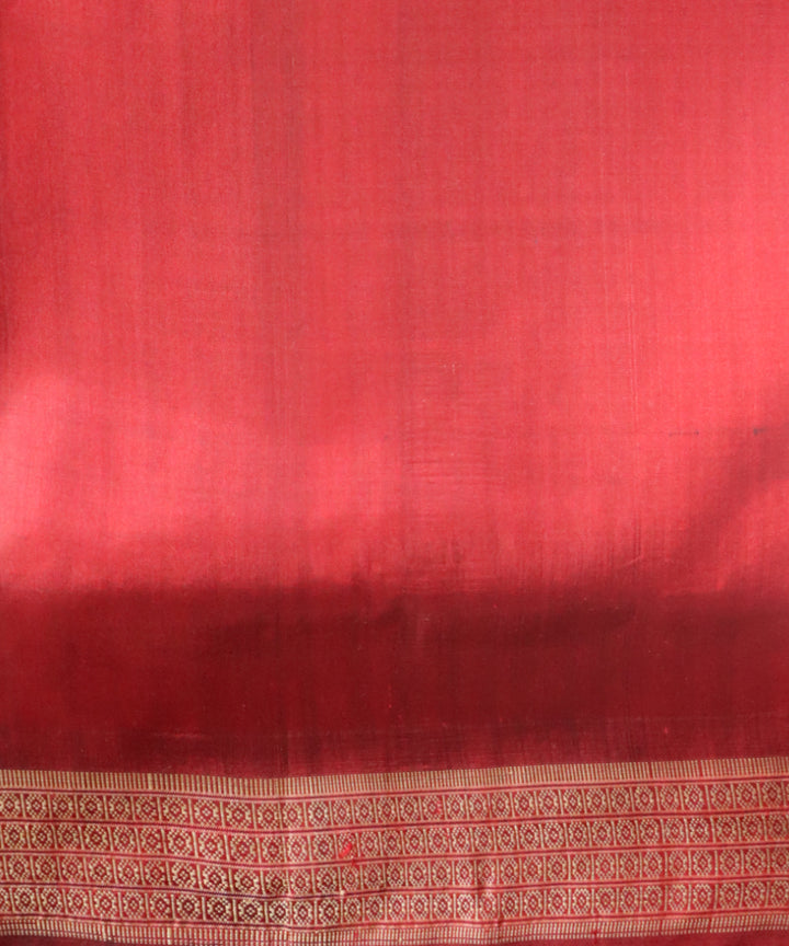 Black maroon bean silk handloom khandua saree