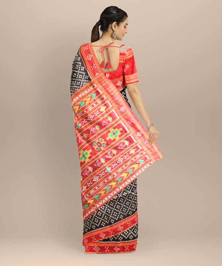 Multicolor dark red silk handloom khandua saree