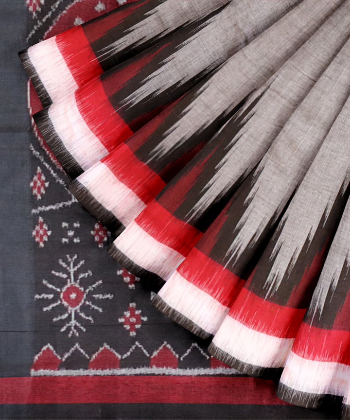 Grey multicolour cotton handloom nuapatna saree