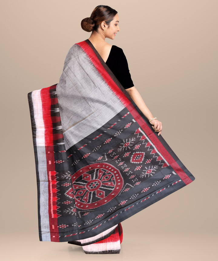 Grey multicolour cotton handloom nuapatna saree