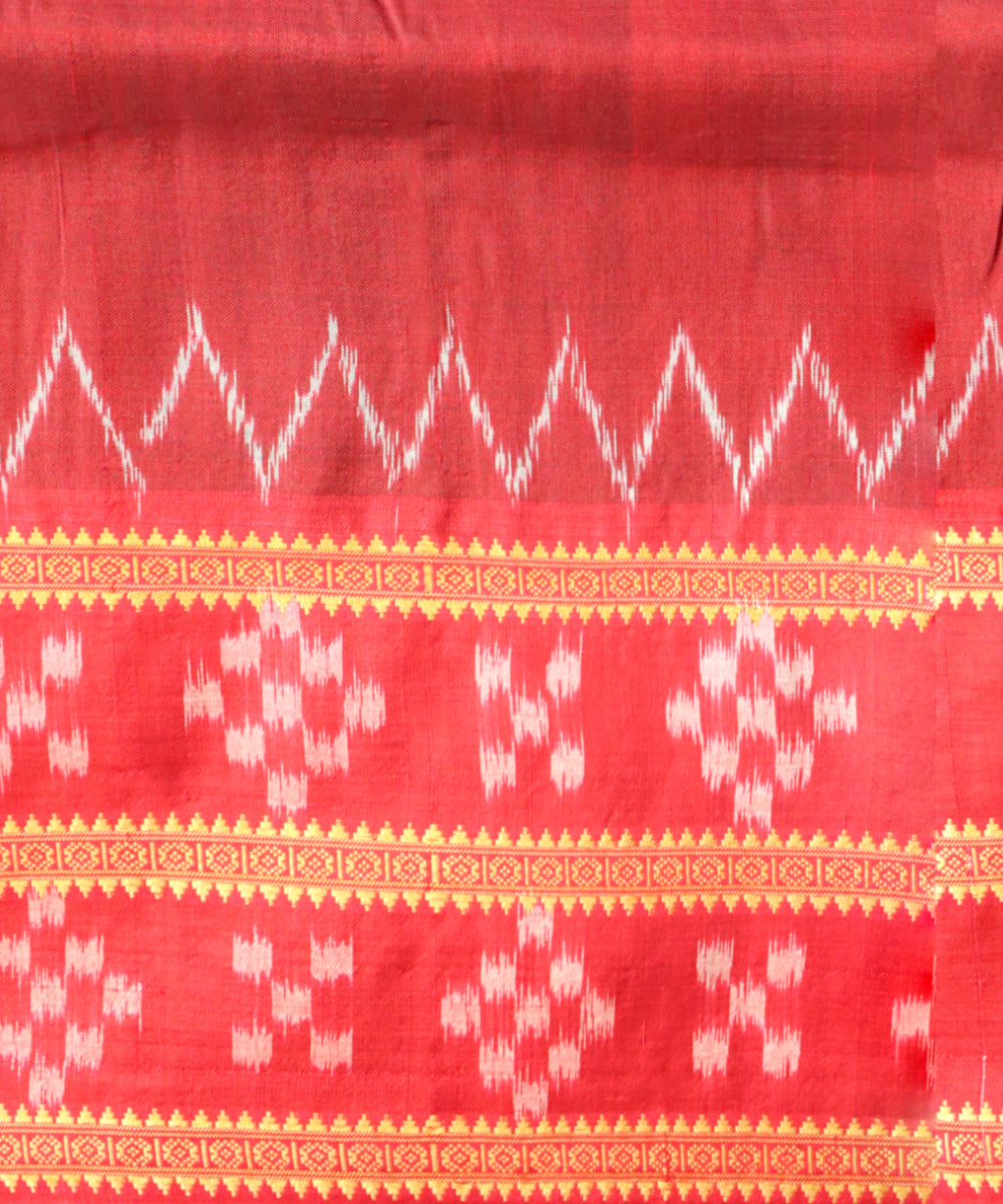 Dark green dark red silk handloom khandua saree